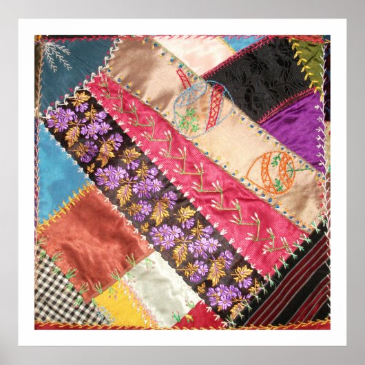 Poster Antique Victorian Crazy Quilt Carré (Devant)