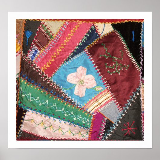 Poster Antique Victorian Era Crazy Quilt Carré (Devant)