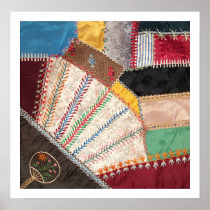 Poster Antique Victorienne époque Crazy Quilt Carré