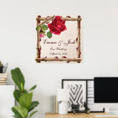 Poster Antique victorienne vintage ancienne rose rustique (Bureau à domicile)