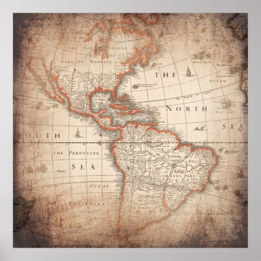 Poster Antique Vintage Map (Devant)