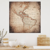 Poster Antique Vintage Map (Cuisine)