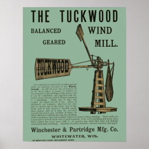 Poster Antique Wind Mill The Tuckwood Whitewater Wis 1889