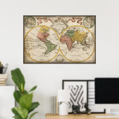 Poster Antique World Map (Bureau à domicile)