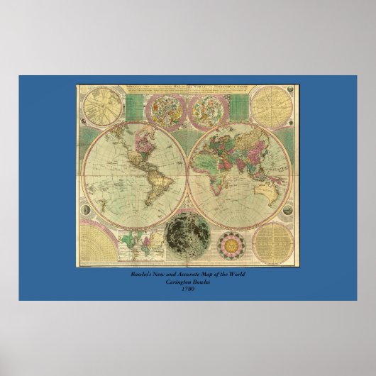 Poster Antique World Map by Carington Bowles, environ 178 (Devant)