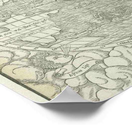 Poster Antique World Map by Sebastian Münster aux environ (Coin)