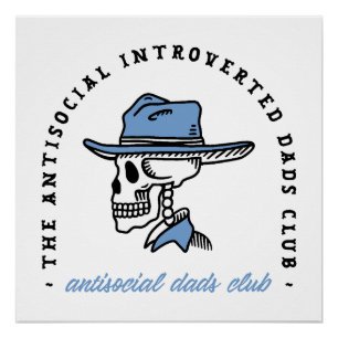 Poster Antisocial pads club cowboy papa western esthétiqu