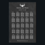 Poster Antlers & Coeur Attache Le Knot Seating Chart 250<br><div class="desc">Un design mariage unique avec des bois avec des lumières et un coeur, sur un arrière - plan en damier, ce qui le rend parfait pour la mariage à thème rustique, campagnard, grange ou occidental. Utilisez l'outil Customiser pour ajouter vos informations. Pour plus d'informations, visitez ma collection Rustic Deer Antlers...</div>