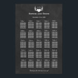 Poster Antlers & Coeur Attache Le Knot Seating Chart 250<br><div class="desc">Un design mariage unique avec des bois avec des lumières et un coeur, sur un arrière - plan en damier, ce qui le rend parfait pour la mariage à thème rustique, campagnard, grange ou occidental. Utilisez l'outil Customiser pour ajouter vos informations. Pour plus d'informations, visitez ma collection Rustic Deer Antlers...</div>
