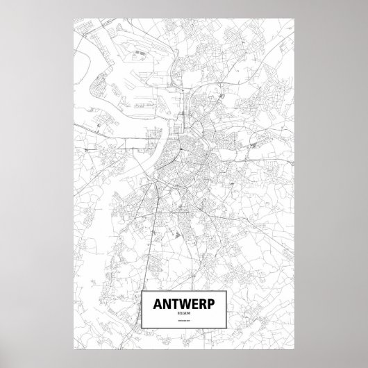 Poster Antwerp, Belgium (black on white) (Devant)