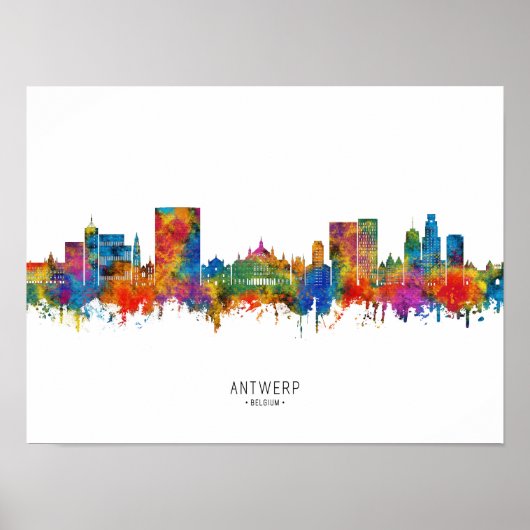 Poster Antwerp Skyline (Devant)