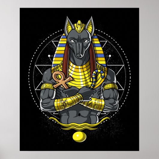Poster Anubis Egyptian Wolf God Egypt Ankh Mythologie (Devant)