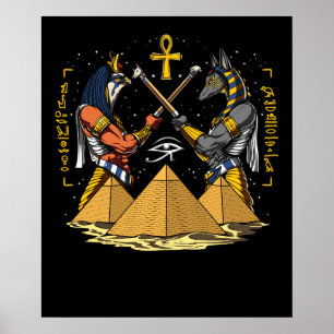 Poster Anubis Égyptien Dieu Ra Ankh OEil De Horus Pyramid