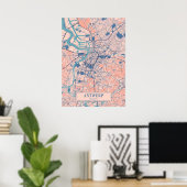 Poster Anvers - Belgique Breezy City Map (Bureau à domicile)