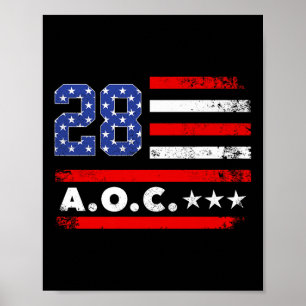Poster Aoc 2028 A.o.c. 2028 Pour Président American Flag