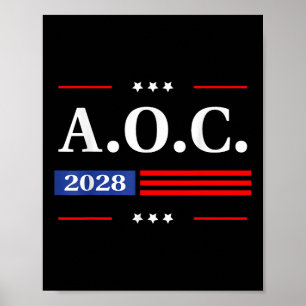 Poster Aoc 2028 A.o.c. 2028 Pour Président American Flag