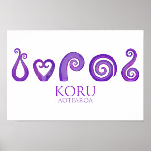 Poster Aotearoa New Zealand Koru - purple