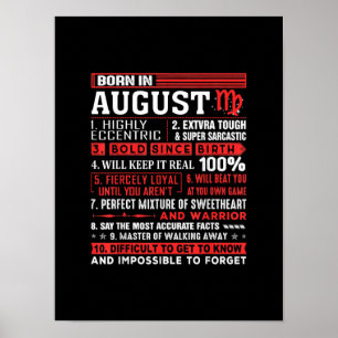 Poster Août Cadeaux Anniversaires - Né En Août Virgo