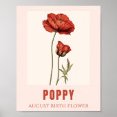 Poster Août Fleur Poppy Anniversaire (Devant)