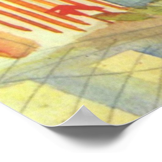 Poster Août Macke - Cour intérieure de la maison de campa (Coin)