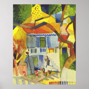 Poster Août Macke - Cour intérieure de la maison de campa