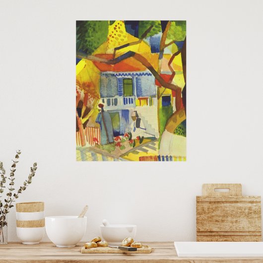 Poster Août Macke - Cour intérieure de la maison de campa (Cuisine)
