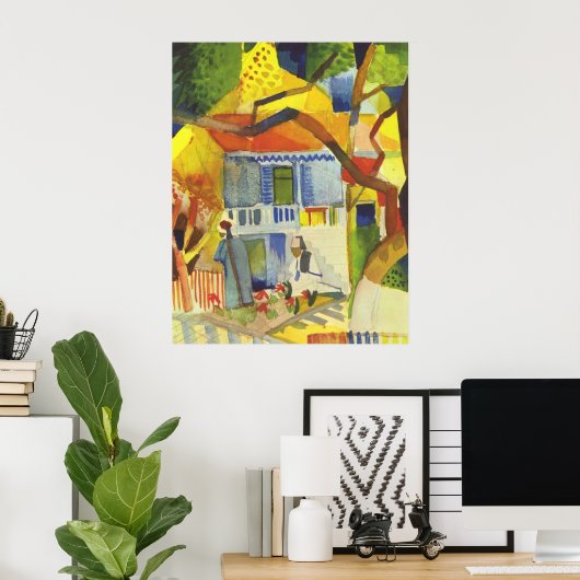 Poster Août Macke - Cour intérieure de la maison de campa (Bureau à domicile)