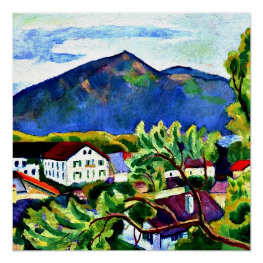 Poster Août Macke - Paysage de printemps à Tegernsee (Devant)