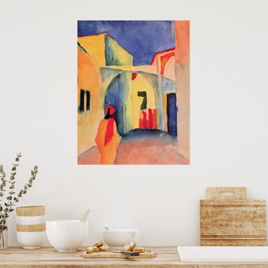 Poster Août Macke - Vue dans une voie aquarelle 1914 (Cuisine)