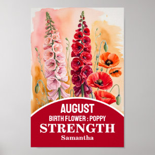 Poster Août Mois de la naissance Fleur Christian Mur Art