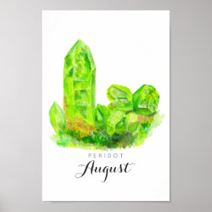 Poster Août Pierre de naissance - Aquarelle Peridot Pos