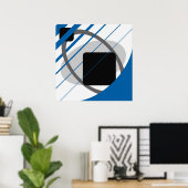 Poster AP0002 bleu gris abstrait blanc cassé noir (Bureau à domicile)