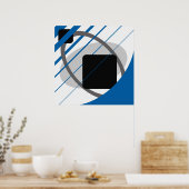Poster AP0002 bleu gris abstrait blanc cassé noir (Cuisine)