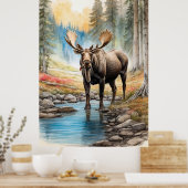 Poster *~* AP49 MOOSE Rocks Stream Forest Nature (Cuisine)