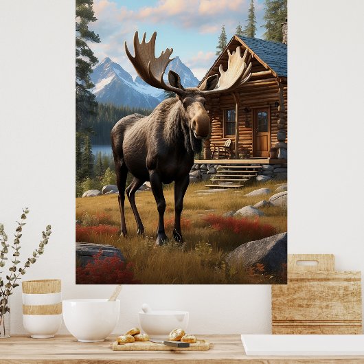 Poster *~* AP49 MOOSE Stream Nature Cabine Forest (Cuisine)