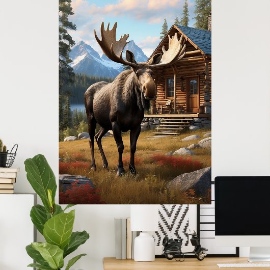 Poster *~* AP49 MOOSE Stream Nature Cabine Forest (Bureau à domicile)