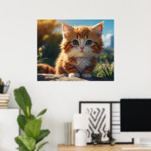 Poster *~* AP68 5:4 Fluffy ORANGE Feline Kitty Kitten (Bureau à domicile)