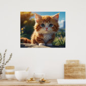 Poster *~* AP68 5:4 Fluffy ORANGE Feline Kitty Kitten (Cuisine)