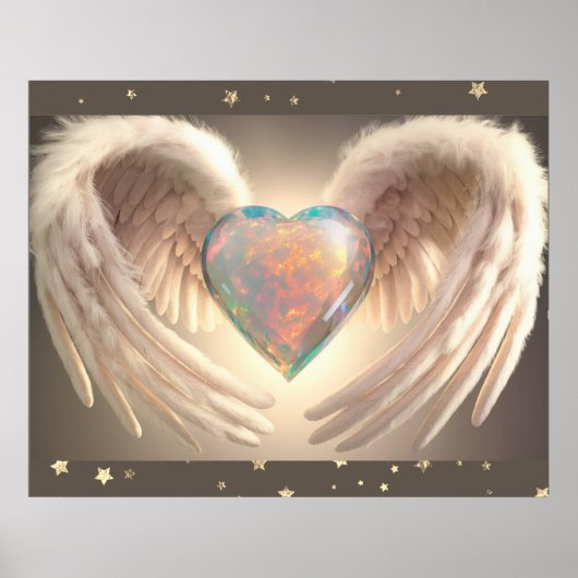 Poster **~* AP78 Ange du coeur ailes Plumes Opale (Devant)