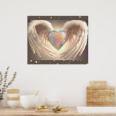 Poster **~* AP78 Ange du coeur ailes Plumes Opale (Cuisine)