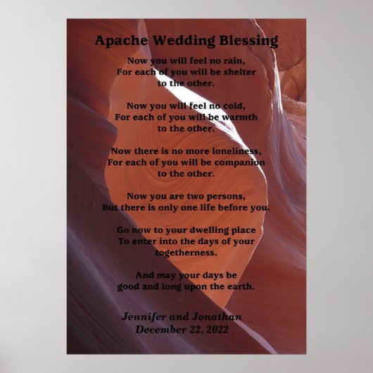 Poster Apache Mariage Bénédiction Canyon Photo 20x28 Matt (Devant)