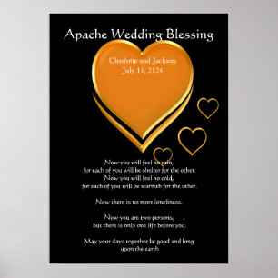 Poster Apache Mariage Bénédiction Coeurs d'or