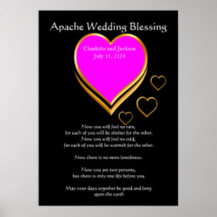 Poster Apache Mariage Bénédiction Coeurs Roses