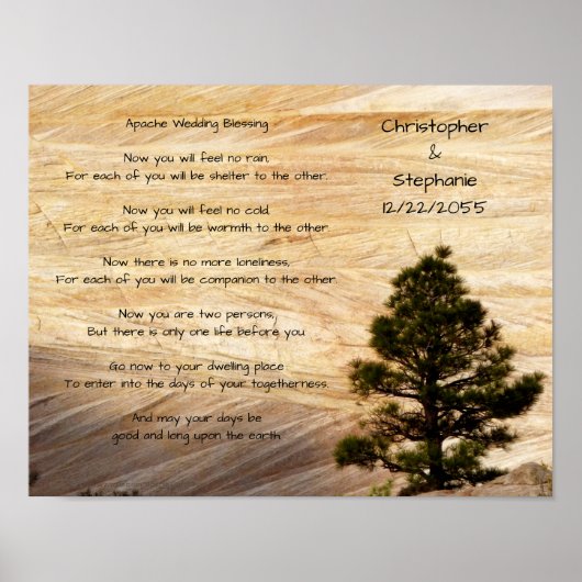 Poster Apache Wedding Blessing Light Brown Stone and Tree (Devant)
