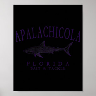 Poster Apalachicola floride requin vintage prune art