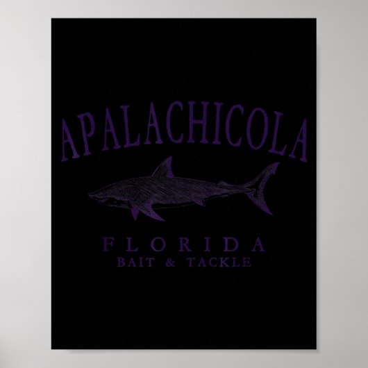 Poster Apalachicola floride requin vintage prune art (Devant)