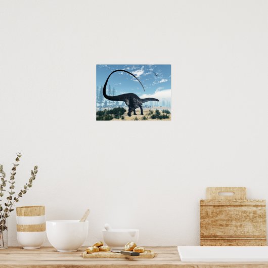 Poster Apatosaurus dinosaure dans le désert - rendu 3D (Cuisine)