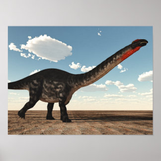 Poster Apatosaurus dinosaure dans le désert - rendu 3D