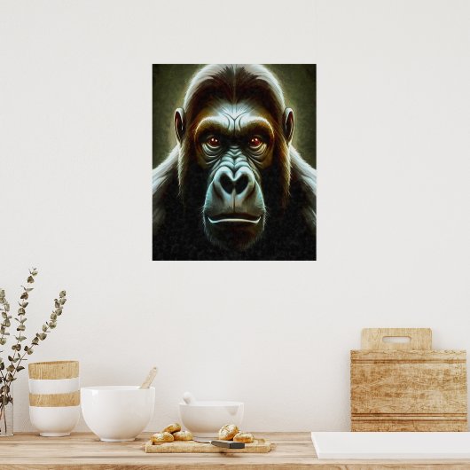 Poster Ape Mountain Gorilla Amusant Visage Caractère Port (Cuisine)