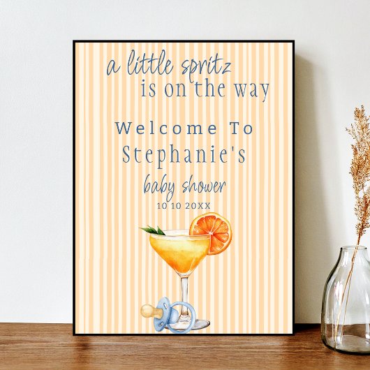Poster Aperol Spritz Blue Orange Citrus Boy Baby Shower